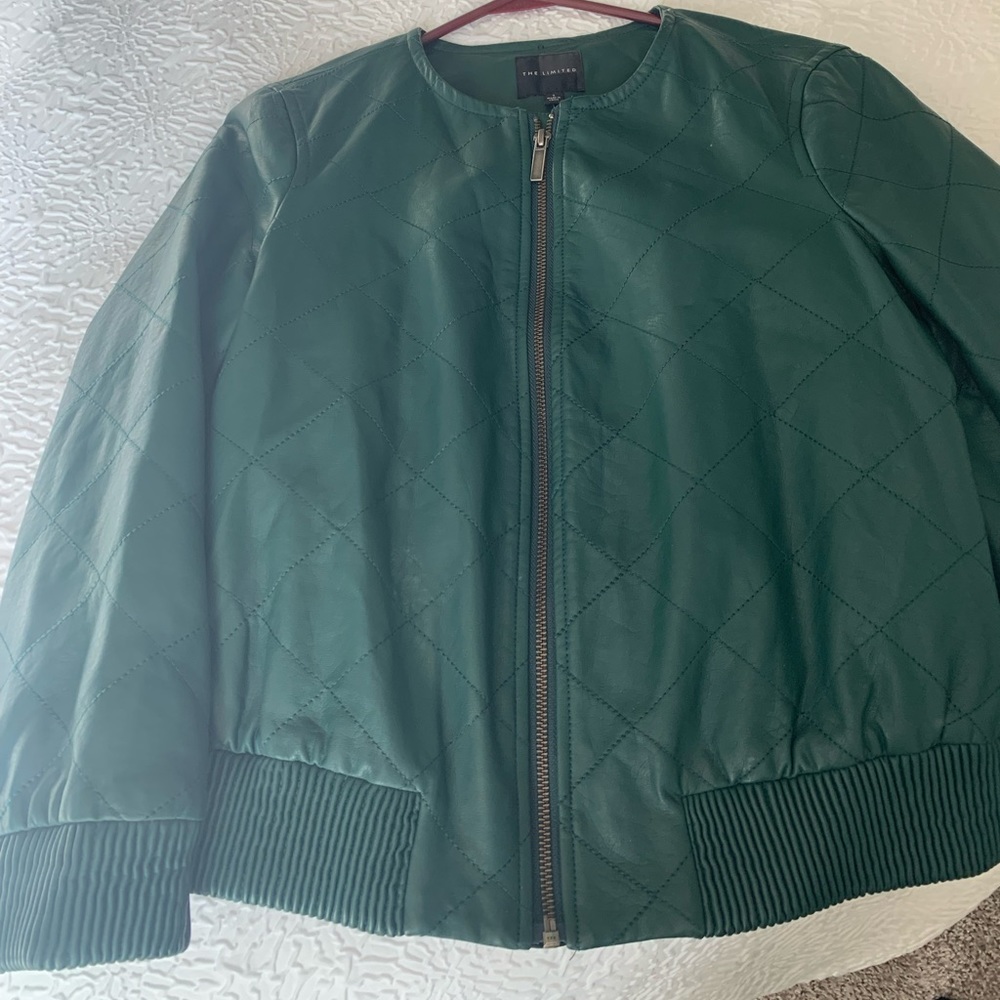 Green Faux Leather Jacket - The Limited